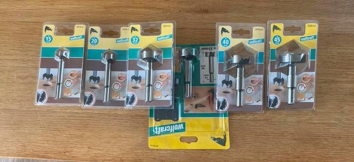 Wolfcraft 6 stuks hout cilinderboren 15/20/32/35/40/45 mm, Doe-het-zelf en Verbouw, Gereedschap | Handgereedschap, Nieuw, Ophalen of Verzenden