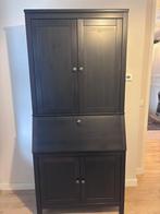 Ikea Hemnes Secretaire met Bovenkast - Zwartbruin, Ophalen, Zo goed als nieuw