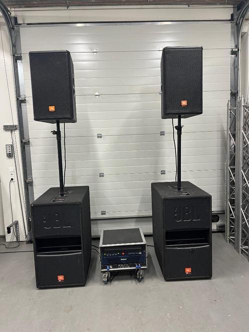 geluidset JBL M-Pro + MRX 515 + 4-kanaals Palmer versterker, Audio, Tv en Foto, Professionele Audio-, Tv- en Video-apparatuur