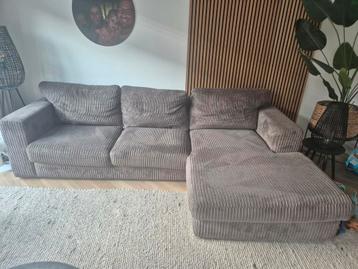Bank met loungegedeelte, ribstof grijs beschikbaar voor biedingen