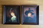 Twee houten lijsten met olieverf op doek, Antiek en Kunst, Kunst | Schilderijen | Klassiek, Ophalen