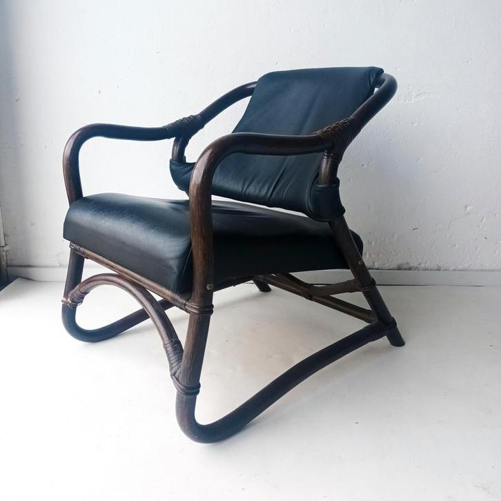 Vintage Esprit fauteuil, Huis en Inrichting, Fauteuils, Gebruikt, Leer, 50 tot 75 cm, Ophalen