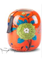 Vaas - Porselein - Waterdicht - Villa Pottery - Oranje, Wit, Aardewerk of Porselein, Ophalen of Verzenden, Zo goed als nieuw