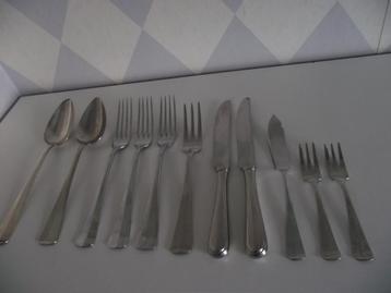 11 vintage Haags Lof bestek 10 RVS, 1 verzilverde lepel p st beschikbaar voor biedingen