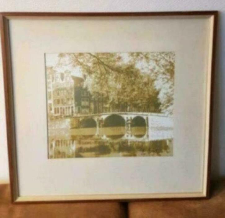 litho op linnen, Amsterdam Gracht gesigneerd Paul Rollman, Antiek en Kunst, Kunst | Litho's en Zeefdrukken, Ophalen