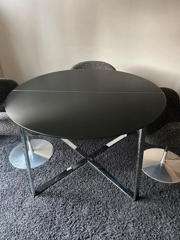 Calligaris ronde glazen eettafel, Huis en Inrichting, Tafels | Eettafels, Gebruikt, 100 tot 150 cm, 100 tot 150 cm, Rond, Glas