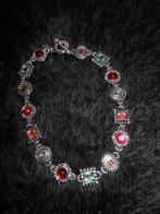Mooie metalen halsketting met gekleurde steentjes, Verzenden, Nieuw, Overige kleuren, Overige materialen