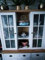 Witte vitrinekast 200x132, Huis en Inrichting, Ophalen, Zo goed als nieuw, 25 tot 50 cm