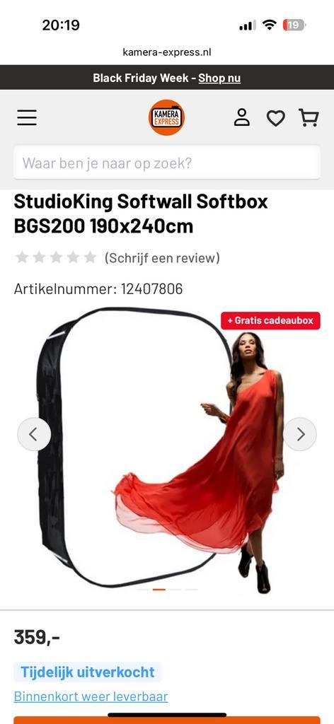 StudioKing Softwall Softbox 190x240cm, Audio, Tv en Foto, Fotografie | Fotostudio en Toebehoren, Zo goed als nieuw, Achtergrond