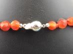 Carneolen collier met zilveren slot                     D127, Sieraden, Tassen en Uiterlijk, Antieke sieraden, Ophalen of Verzenden
