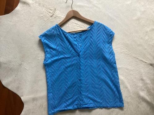 Blauwe mouwloze top broderie Studio Anneloes, Kleding | Dames, Tops, Gedragen, Maat 36 (S), Blauw, Zonder mouw, Verzenden