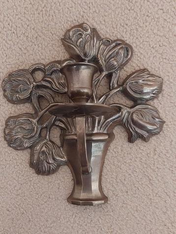 Muurkandelaar,Koperen kandelaar.  beschikbaar voor biedingen