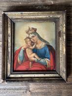 Klein olieverfschilderijtje op koper - Maria met Kind, Antiek en Kunst, Ophalen of Verzenden