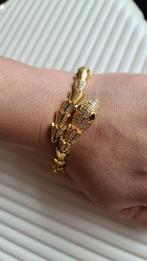 Slang model armband met zirkonias, Ophalen of Verzenden, Nieuw, Goud, Staal