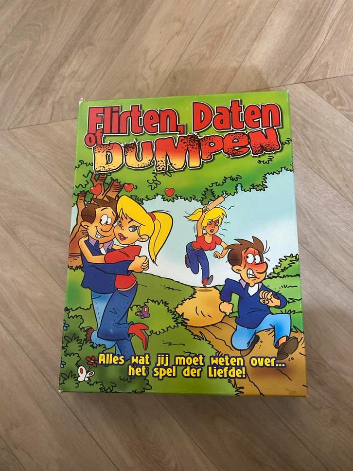 Flirten, Daten of Dumpen - Grappig Spel!, Hobby en Vrije tijd, Gezelschapsspellen | Bordspellen, Gebruikt, Ophalen