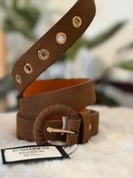 Bruine riem met ronde gesp, Echt leder, Tailleriem, Ophalen of Verzenden, Zo goed als nieuw