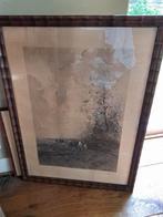 Antiek schilderij gravure koeien in wei, Antiek en Kunst, Kunst | Schilderijen | Klassiek, Ophalen of Verzenden