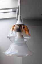 Vintage glazen glas hanglamp lamp - 1960/1970 - amber, Ophalen of Verzenden, Zo goed als nieuw, Glas, Minder dan 50 cm