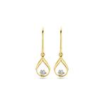 Gouden oorhangers met zirkonia - GRATIS poussettes - 14KRT, Hangers, Nieuw, Ophalen of Verzenden, Goud