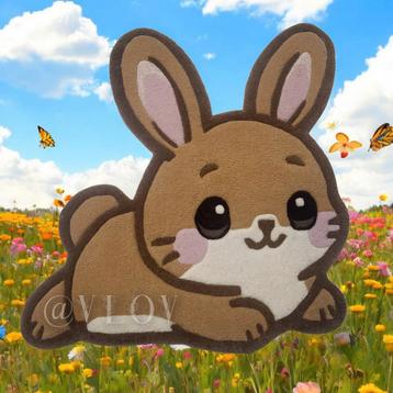 Handgemaakt vloerkleed konijntje - kinderkamer decoratie beschikbaar voor biedingen