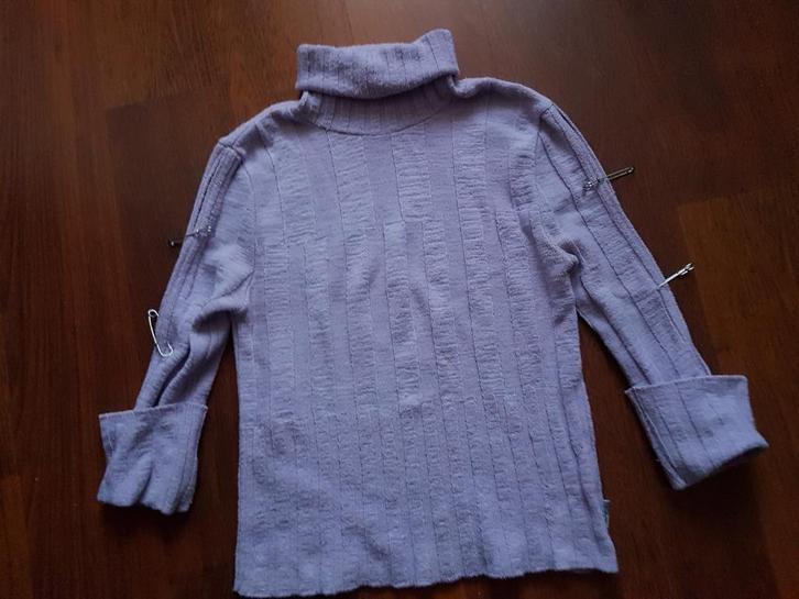 Heerlijke en soepele lila trui met veiligheidsspelden - S/M, Kleding | Dames, Truien en Vesten, Gedragen, Maat 36 (S), Paars, Ophalen of Verzenden