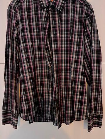Hugo Boss Overhemd XL Ruit Paars Zwart Wit beschikbaar voor biedingen