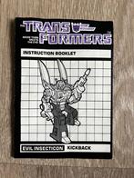 transformers G1: Kickback US instruction booklet rub 1985, G1, Ophalen of Verzenden, Gebruikt, Decepticons