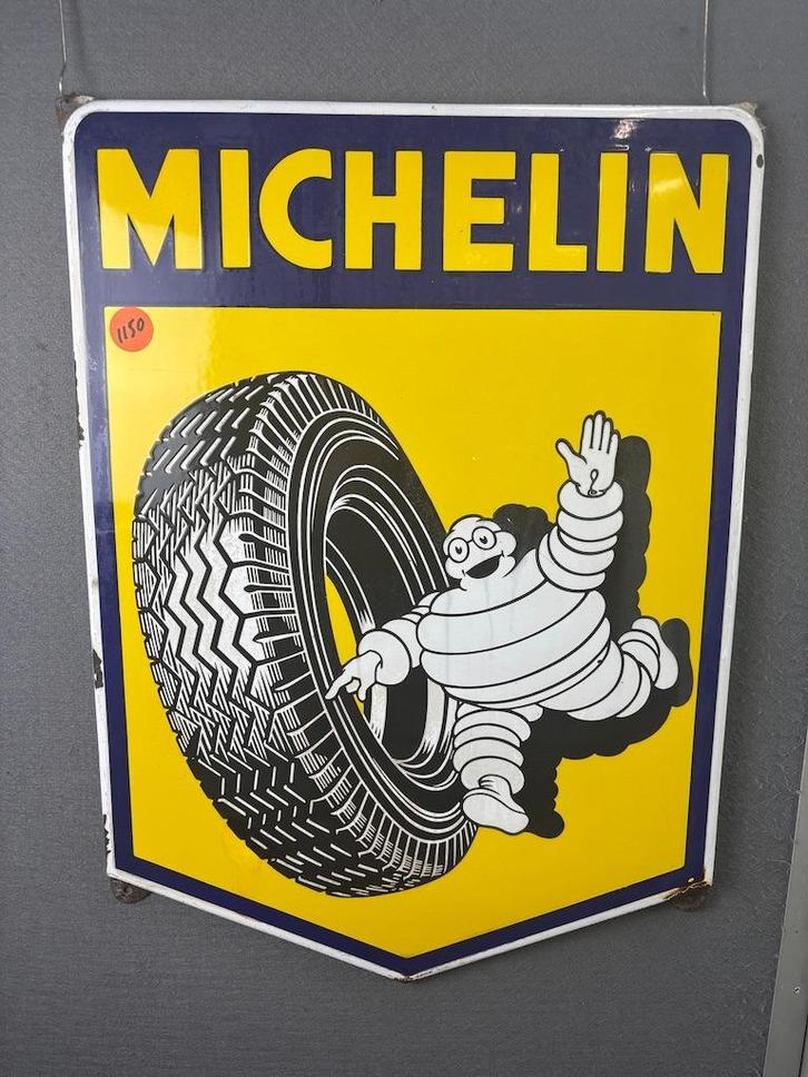 oud origineel emaille reclamebord Michelin Bibendum 50x70cm, Antiek en Kunst, Antiek | Emaille, Ophalen of Verzenden