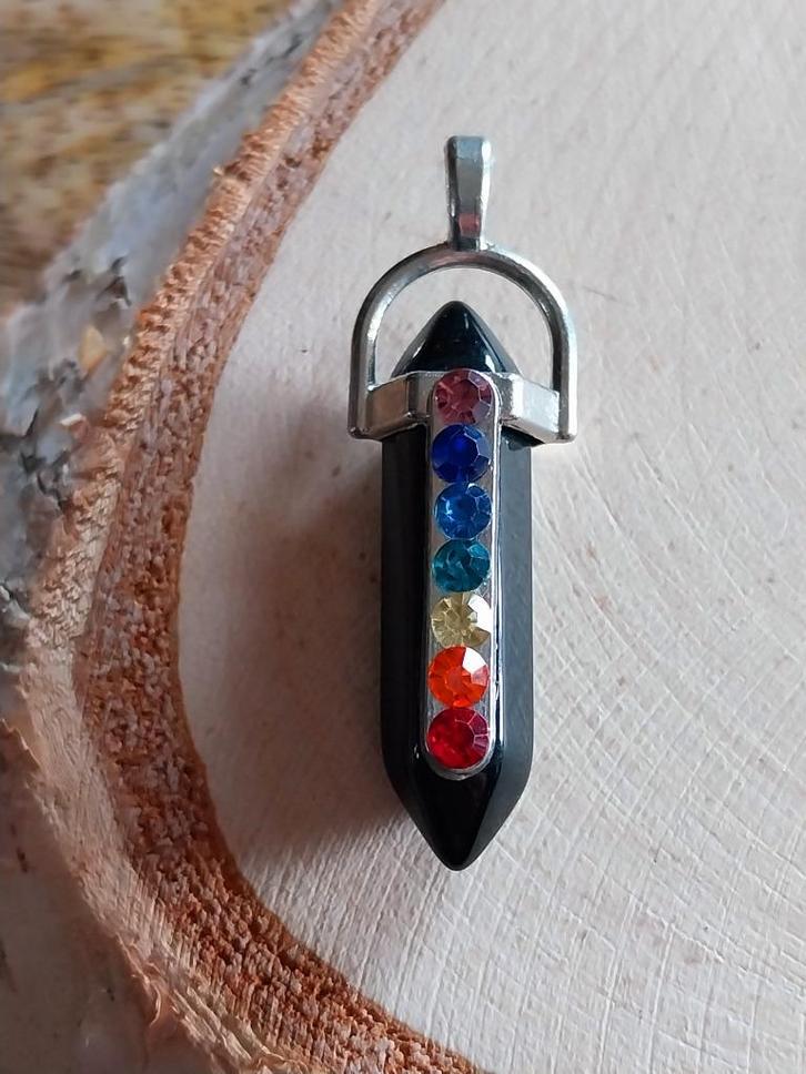 hanger dubbeleinder onyx chakra, Sieraden, Tassen en Uiterlijk, Kettinghangers, Nieuw, Steen of Mineraal, Zwart, Met edelsteen