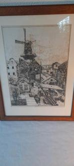 Oude Prent Schiedam met Molen, Antiek en Kunst, Ophalen