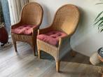 Rieten stoelen, zithoogte 46 cm, br 55 cm, hoogte 100 cm, Huis en Inrichting, Stoelen, Ophalen, Zo goed als nieuw, Bruin, Twee
