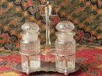 Antiek Engels stel voor tafelzuur van kristal en silverplate, Antiek en Kunst, Ophalen of Verzenden