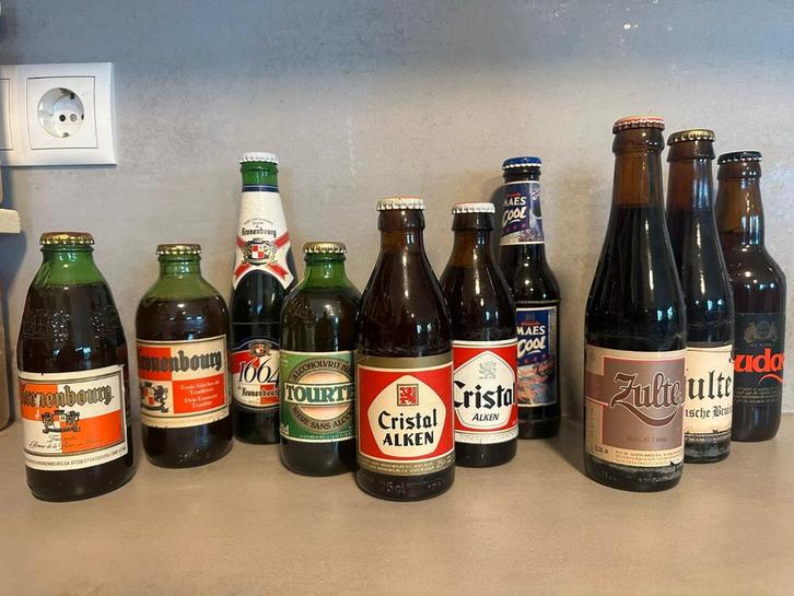 10 delige vintage set: Kronenbourg - Alken - Maes - Zulte, Verzamelen, Biermerken, Zo goed als nieuw, Flesje(s), Overige merken