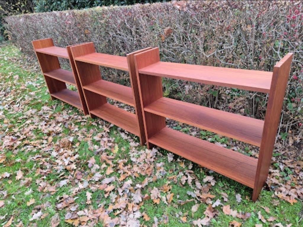 Vintage Scandinavische  teak boekenkasten, Huis en Inrichting, Kasten | Boekenkasten, Ophalen, Zo goed als nieuw, 25 tot 50 cm