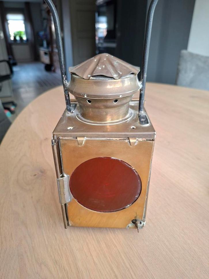 Antieke Messing Spoorweglamp, Antiek en Kunst, Antiek | Lampen, Ophalen of Verzenden