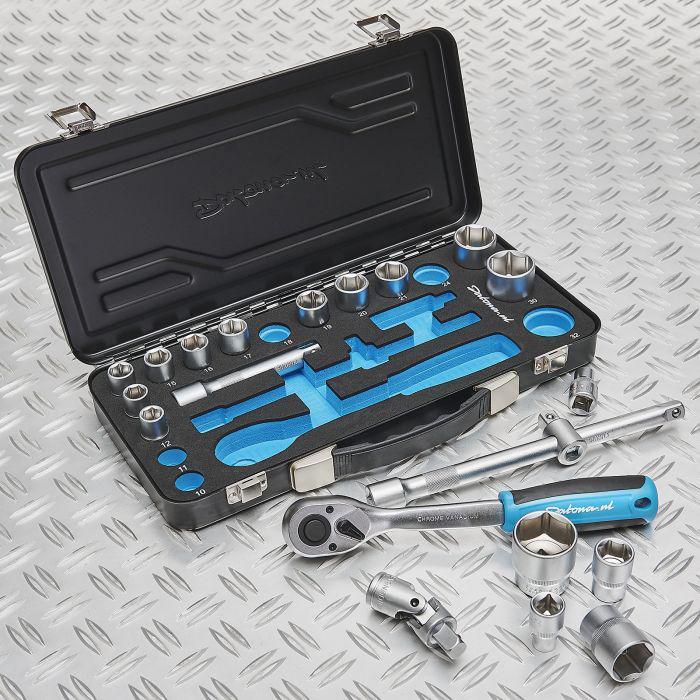 Dopsleutelset 10 t/m 32 mm 1/2 ratel - van €89,- voor, Motoren, Accessoires | Overige, Zo goed als nieuw, Ophalen