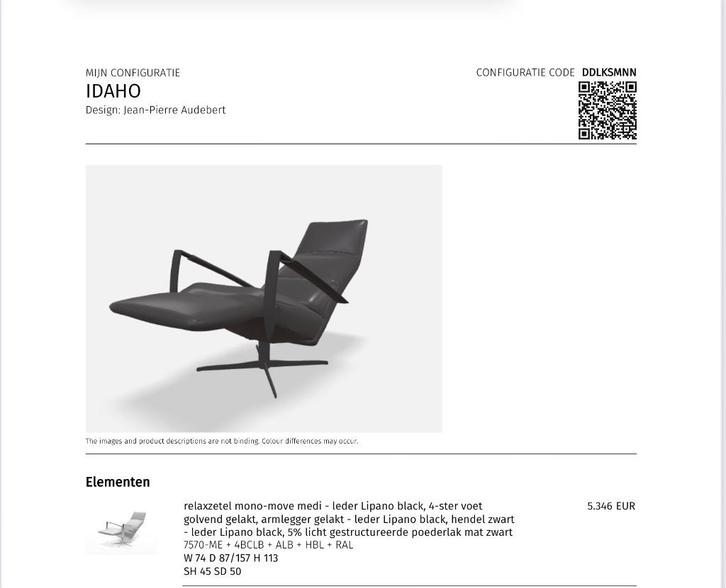JORI Relax zetel, model IDAHO uitgevoerd in Lipano leder., Huis en Inrichting, Fauteuils, Zo goed als nieuw, Leer, 50 tot 75 cm