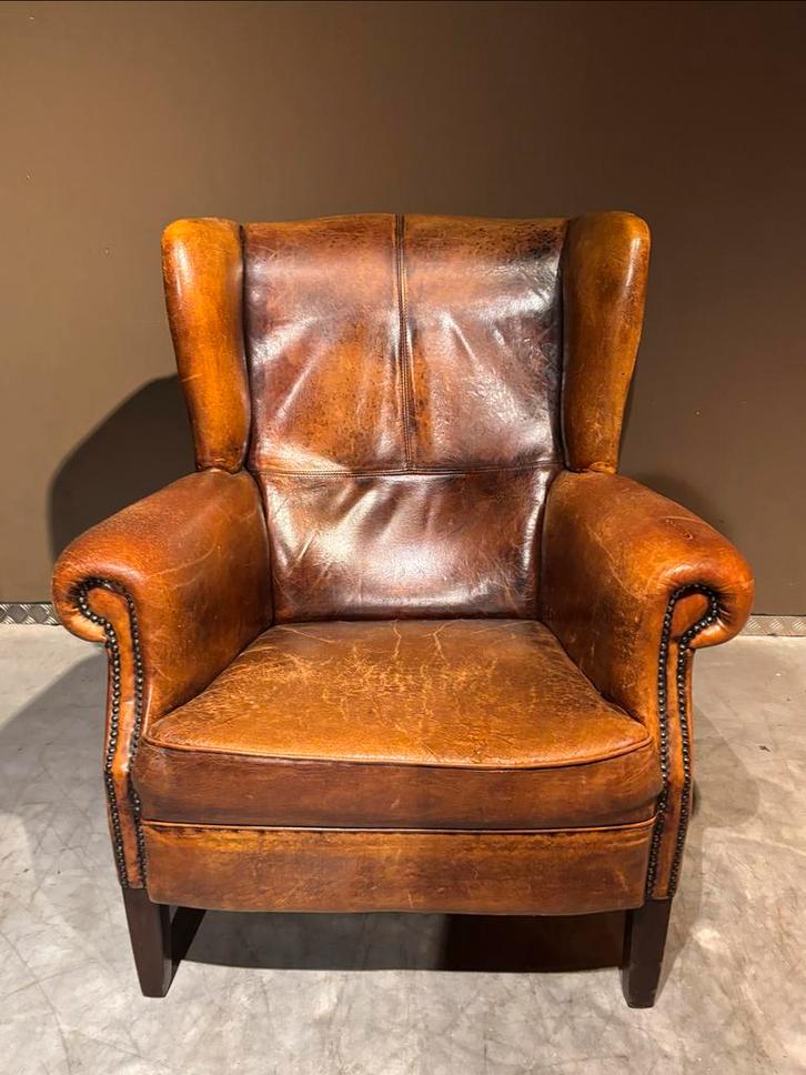 Vintage DNG Schapenleren Fauteuil, Huis en Inrichting, Fauteuils, Gebruikt, Leer, 75 tot 100 cm, Ophalen of Verzenden