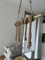 Hanglamp hout met gevlochten touw €25,-, Huis en Inrichting, Lampen | Hanglampen, Ophalen, Hout, Minder dan 50 cm