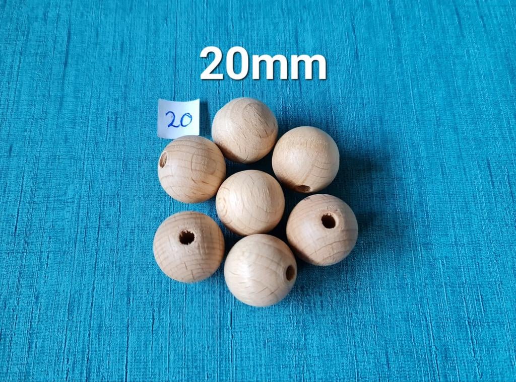 Beukenhouten kralen 20mm - per 4 stuks, Hobby en Vrije tijd, Kralen en Sieraden maken, Verzenden, Nieuw, Kraal