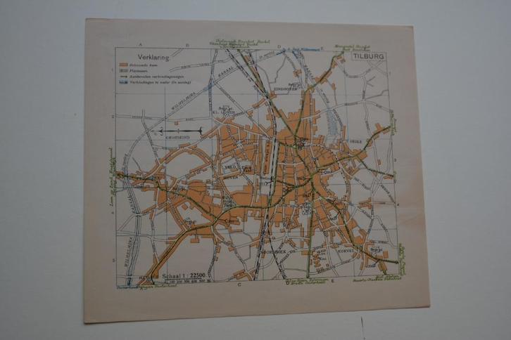 TILBURG PLATTEGROND CHROMOLITHO ANWB 1901-1920 E67, Antiek en Kunst, Kunst | Litho's en Zeefdrukken, Verzenden