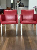 2 mooie rode leren fauteuiltjes met armleuning!, Huis en Inrichting, Fauteuils, Ophalen of Verzenden, Zo goed als nieuw, Minder dan 50 cm