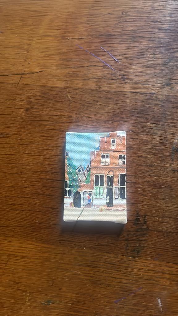 Miniatuur Schilderij van Straatje vermeer, Antiek en Kunst, Kunst | Schilderijen | Klassiek, Verzenden