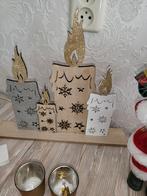 Kerst decoratie set met houten kandelaar, Ophalen of Verzenden, Nieuw