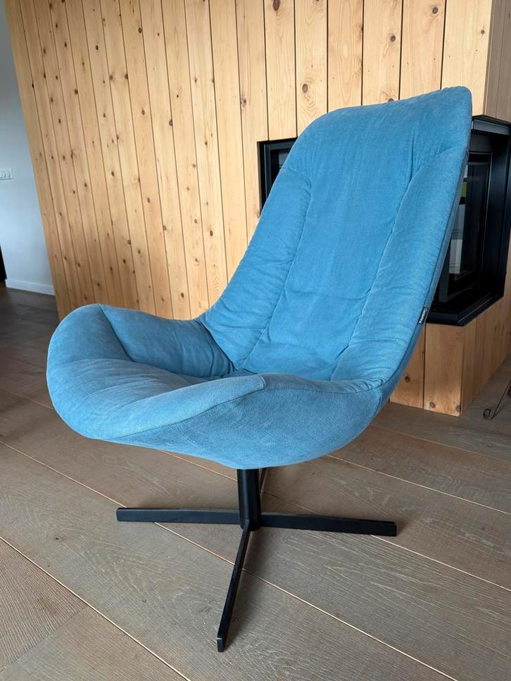 Gelderland Draaifauteuil Blauw - Zo Goed Als Nieuw, Huis en Inrichting, Fauteuils, Zo goed als nieuw, Stof, 75 tot 100 cm, Ophalen