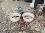 Grote betonnen plantenbakken - set van 2, Tuin en Terras, Bloembakken en Plantenbakken, Gebruikt, Minder dan 60 cm, Rond, Ophalen of Verzenden