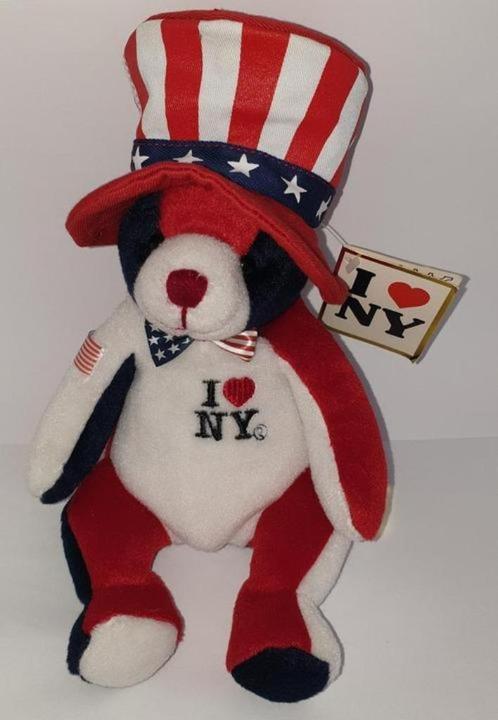 I Love NY Flag Bear Beanie knuffel uit 2002 NIEUWstaat!, Kinderen en Baby's, Speelgoed | Knuffels en Pluche, Zo goed als nieuw