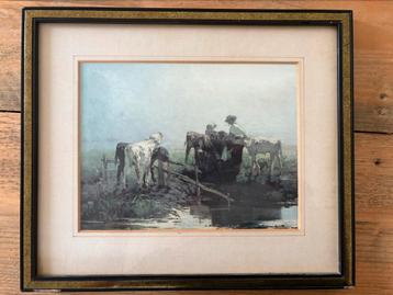 “Kalveren aan een poel" van Willem Maris 1863 beschikbaar voor biedingen