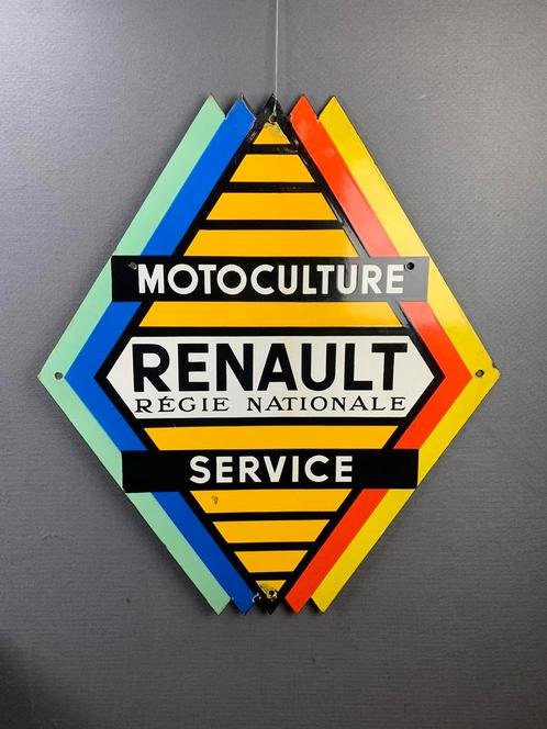 origineel oud emaille reclamebord Renault motoculture servic, Verzamelen, Merken en Reclamevoorwerpen, Gebruikt, Reclamebord, Ophalen of Verzenden