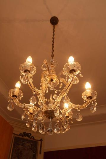 (nr.353) Mooie glazen kroonluchter met 6 lichtpunten beschikbaar voor biedingen